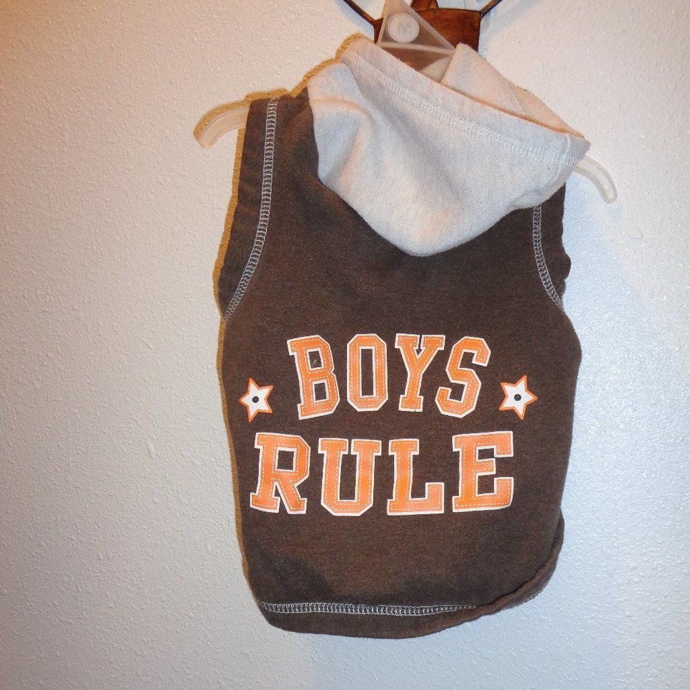 Wag-a-tude BOYS RULE Dog Hoodie Size Medium